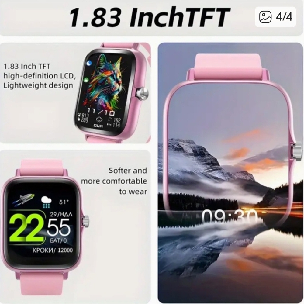 G309 eluxPro Pink HD SmartWatch Wireless Call 100 Fitness Modes - Picture 2 of 4